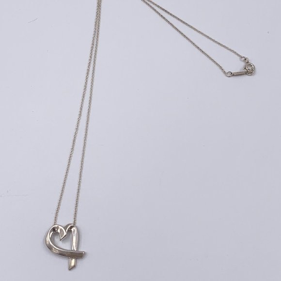 Authentic Tiffany & Co Paloma Picasso Loving Heart Pendent Silver Necklace - Picture 6 of 10